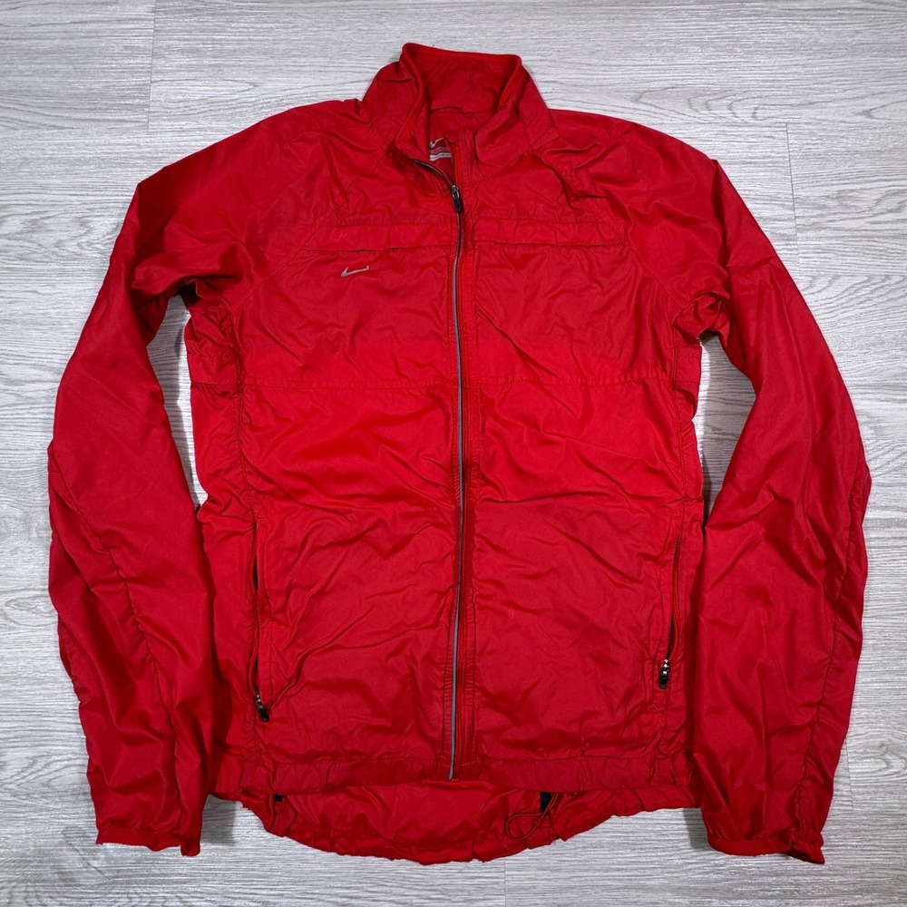 Nike Men's‎ Windbreaker Running Jacket Red Size M Full Zip Lightweight